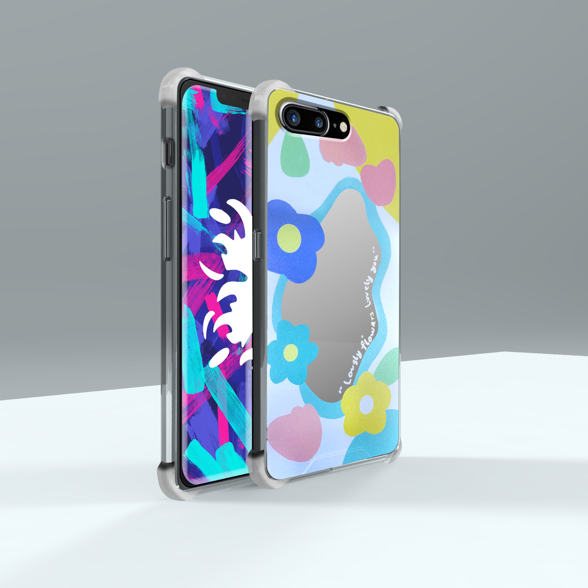 کاور لاین کینگ مدل آینه ایی نشکن طرح گل مناسب برای گوشی موبایل اپل iPhone 7/8 Plus
