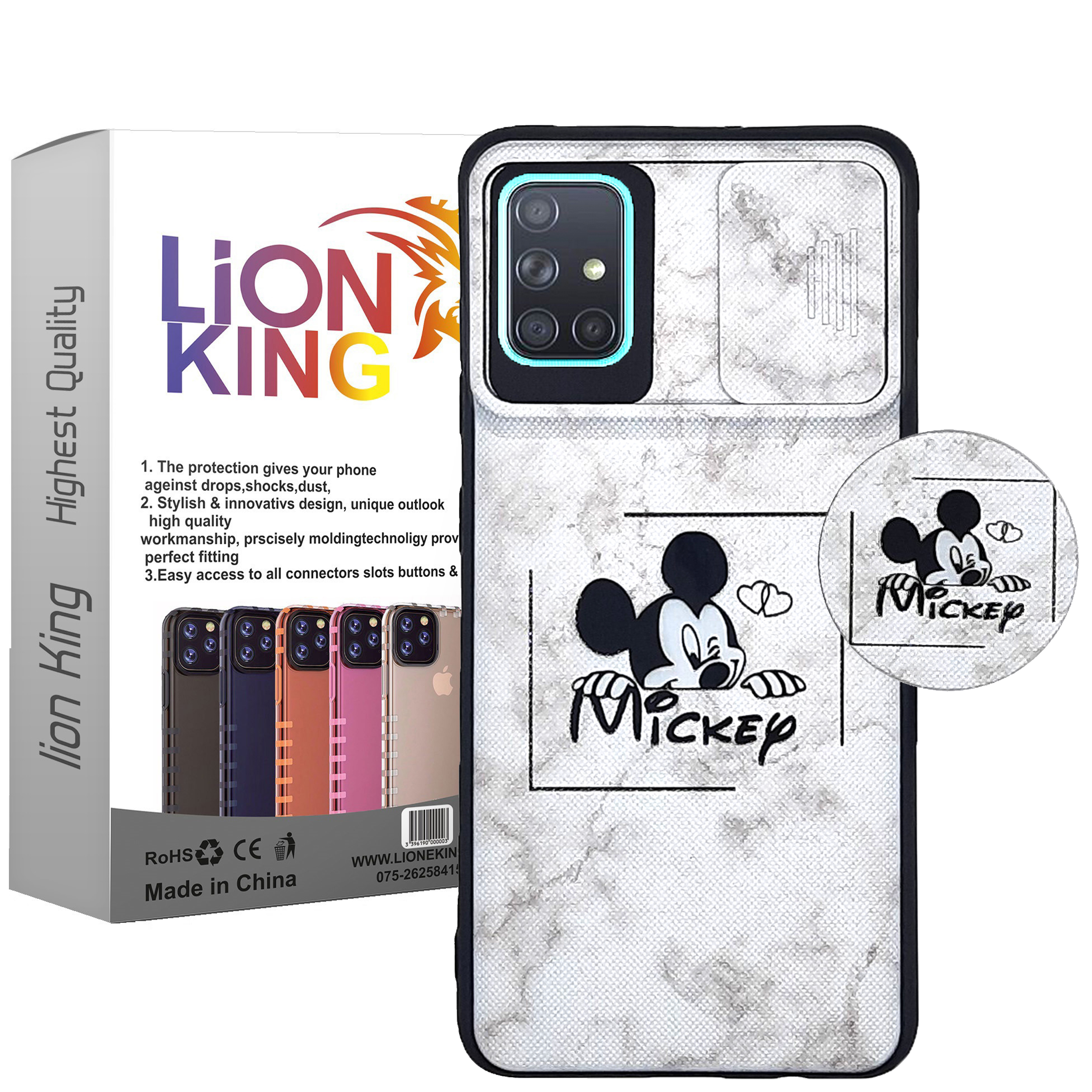 کاور لاین کینگ مدل K Mickep مناسب برای گوشی موبایل سامسونگ Galaxy A31 به همراه پایه نگهدارنده