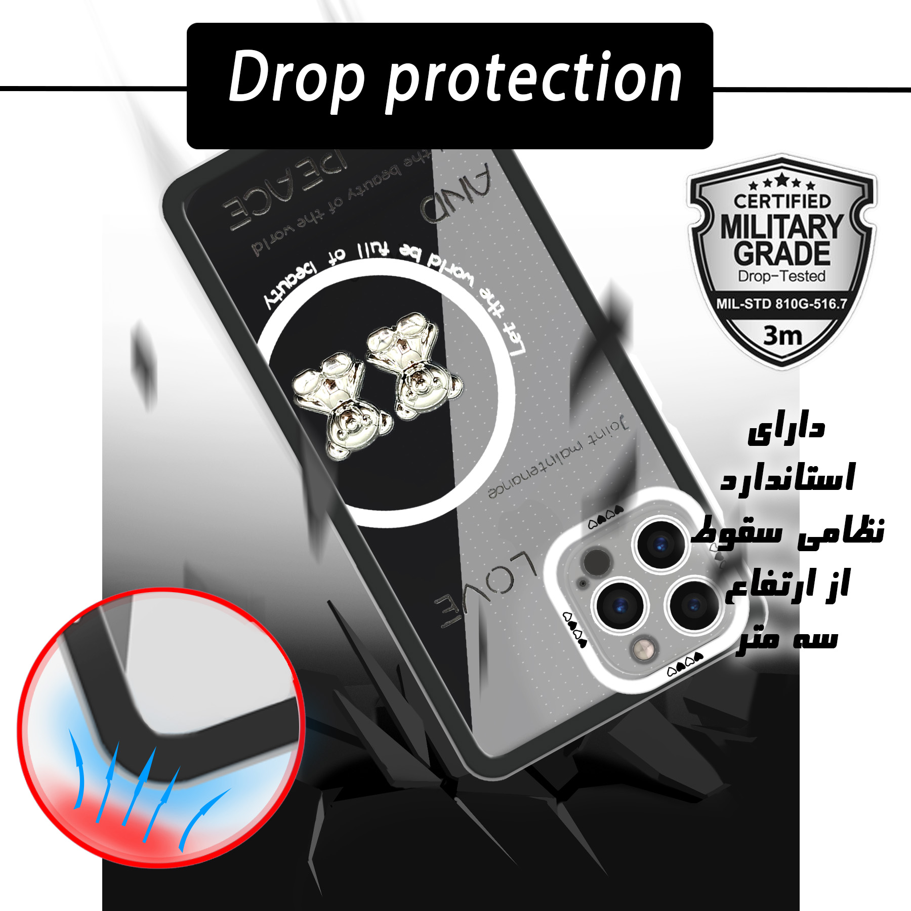 کاور لاین کینگ مدل دو خرسLOVE مناسب برای گوشی موبایل اپل IPhone 13 pro
