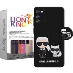 کاور لاین کینگ مدل گربه و مردعینکی مناسب برای گوشی موبایل سامسونگ Galaxy A03s به همراه پایه نگهدارنده