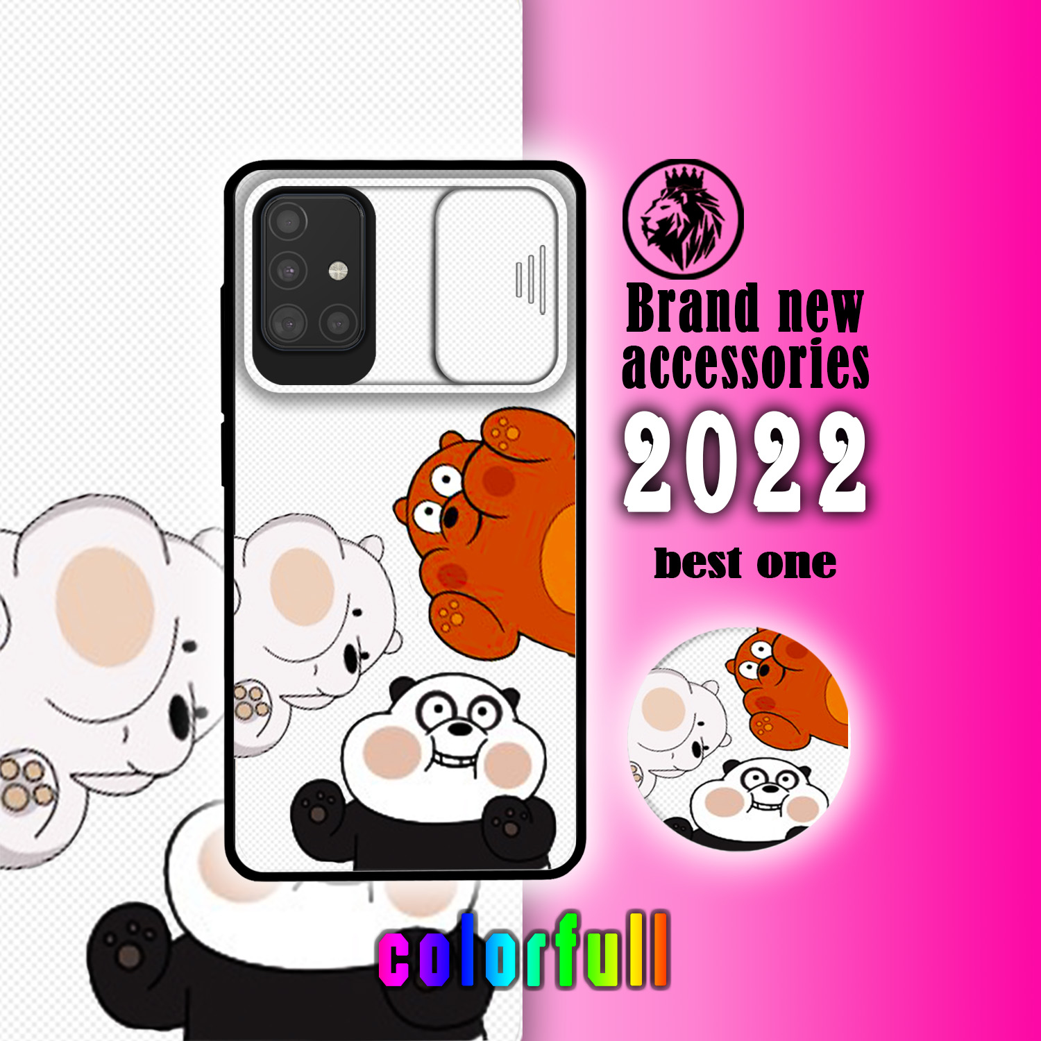 کاور لاین کینگ مدل Pandaloopi مناسب برای گوشی موبایل سامسونگ Galaxy A71 به همراه پایه نگهدارنده