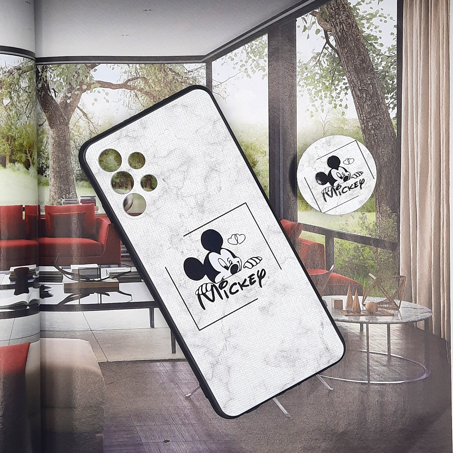 کاور لاین کینگ مدل Mickey2 مناسب برای گوشی موبایل سامسونگ Galaxy A32 4G به همراه پایه نگهدارنده