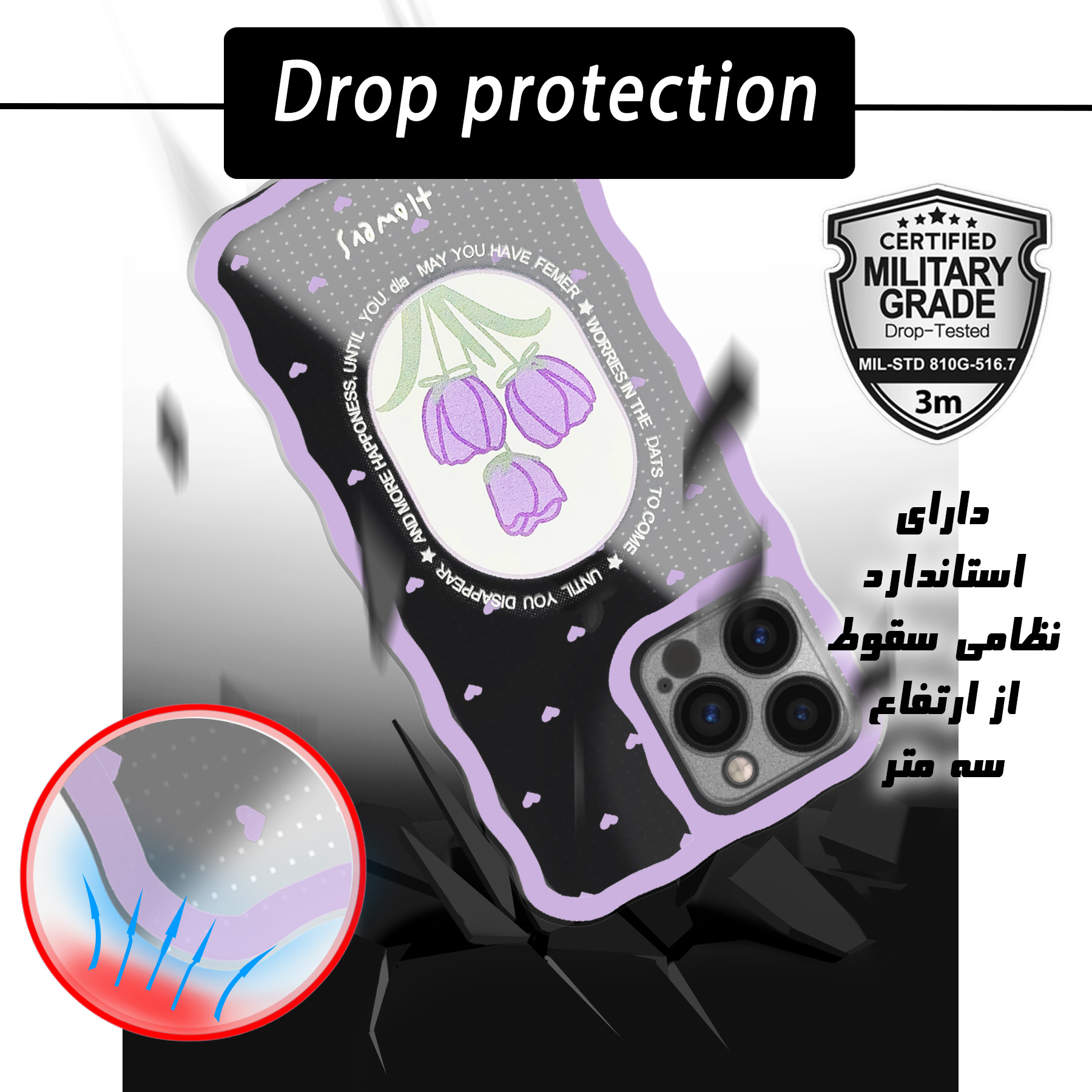 کاور کینگ پاور مدل لاله بنفش مناسب برای گوشی موبایل اپل IPhone 13 pro