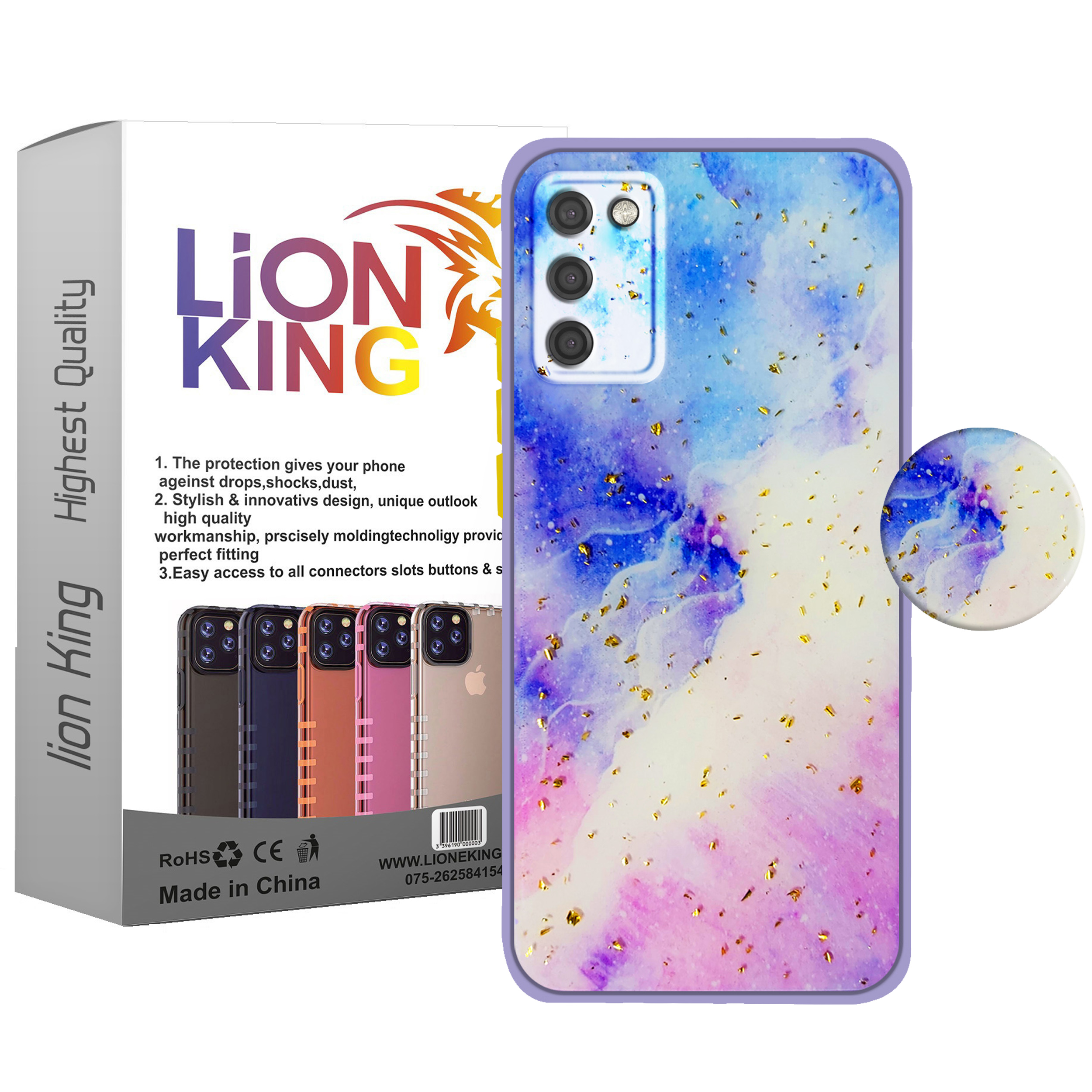 کاور لاین کینگ مدل Kahkeshaniha مناسب برای گوشی موبایل سامسونگ Galaxy A02s  به همراه پایه نگهدارنده