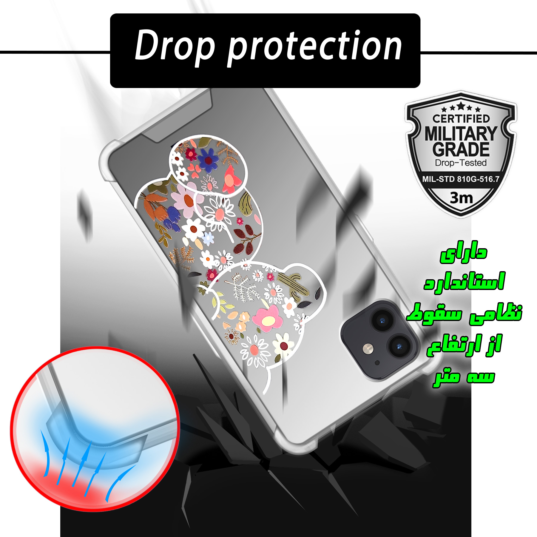 کاور لاین کینگ مدل آینه ایی نشکن طرح خرس مناسب برای گوشی موبایل اپل IPhone 11