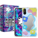کاور لاین کینگ مدل آینه ایی نشکن طرح گل مناسب برای گوشی موبایل اپل iPhone X/Xs