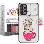 کاور لاین کینگ مدل catlivani2 مناسب برای گوشی موبایل سامسونگ Galaxy A72 به همراه پایه نگهدارنده