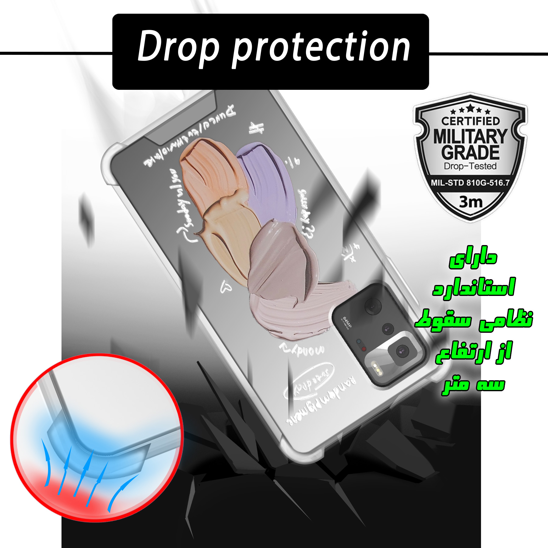 کاور لاین کینگ مدل آینه ایی نشکن طرح گواش مناسب برای گوشی موبایل شیائومی Poco X3 GT