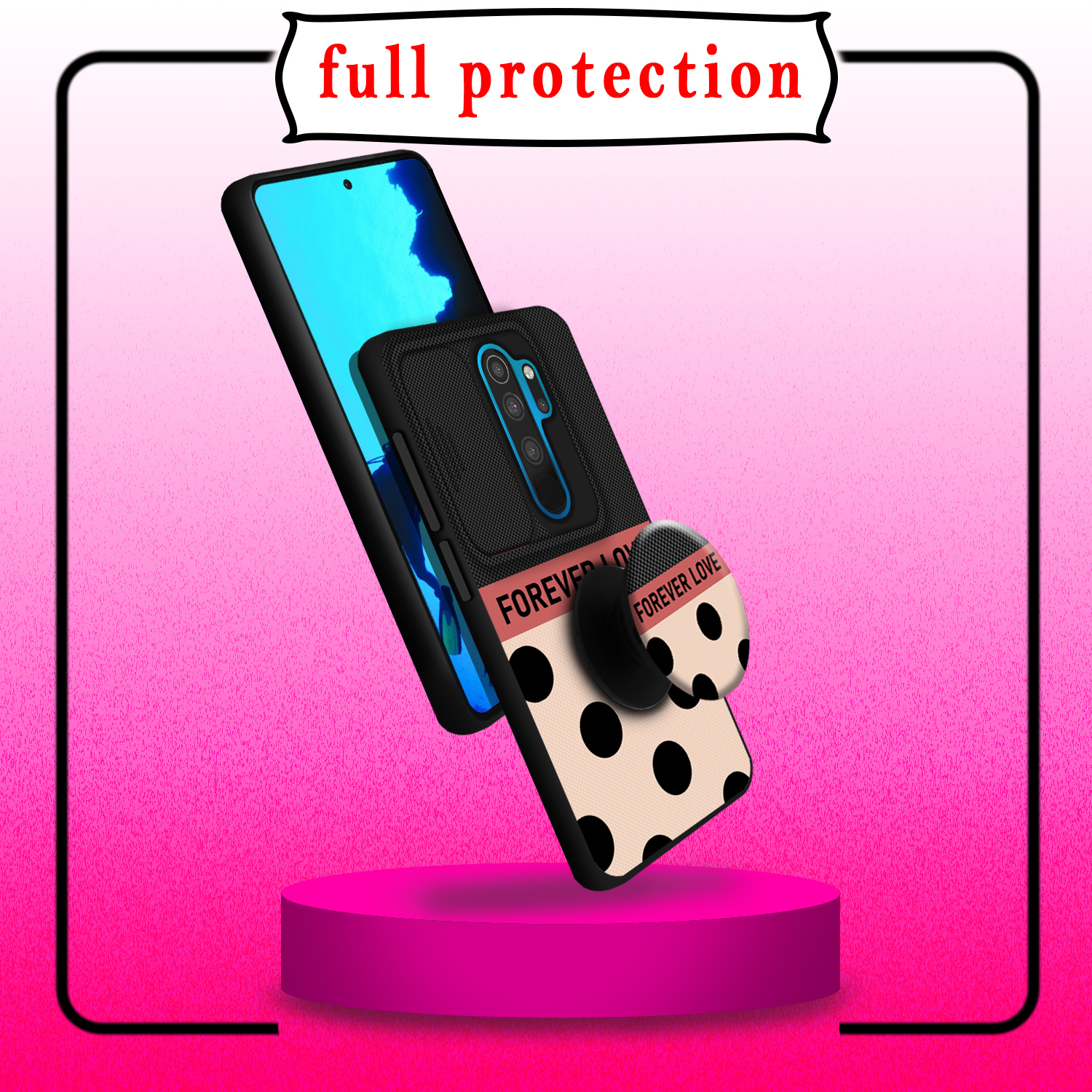 کاور کینگ پاور مدل FOREVER LOVE مناسب برای گوشی موبایل شیائومی Redmi Note 8 Pro به همراه پایه نگهدارنده