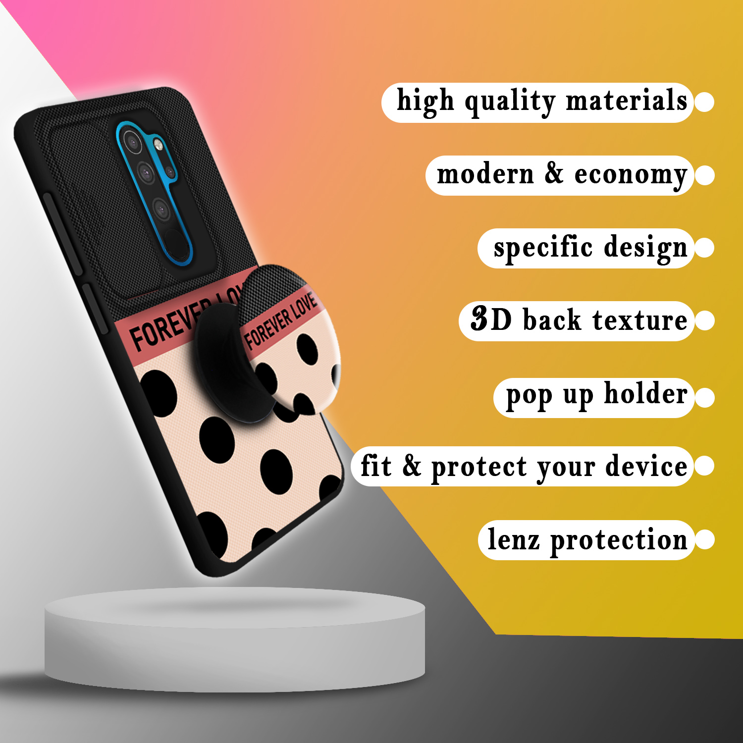 کاور کینگ پاور مدل FOREVER LOVE مناسب برای گوشی موبایل شیائومی Redmi Note 8 Pro به همراه پایه نگهدارنده