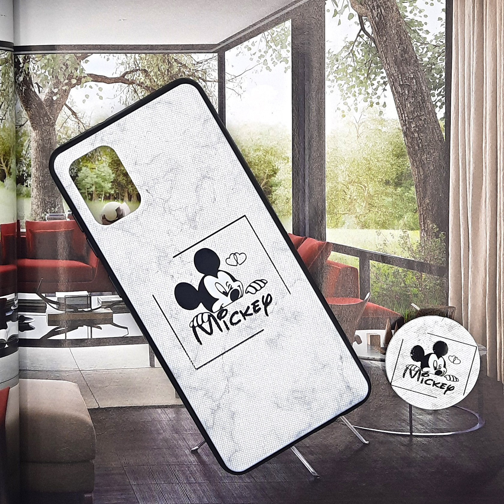 کاور لاین کینگ مدل Mickey2 مناسب برای گوشی موبایل سامسونگ Galaxy A71 به همراه پایه نگهدارنده