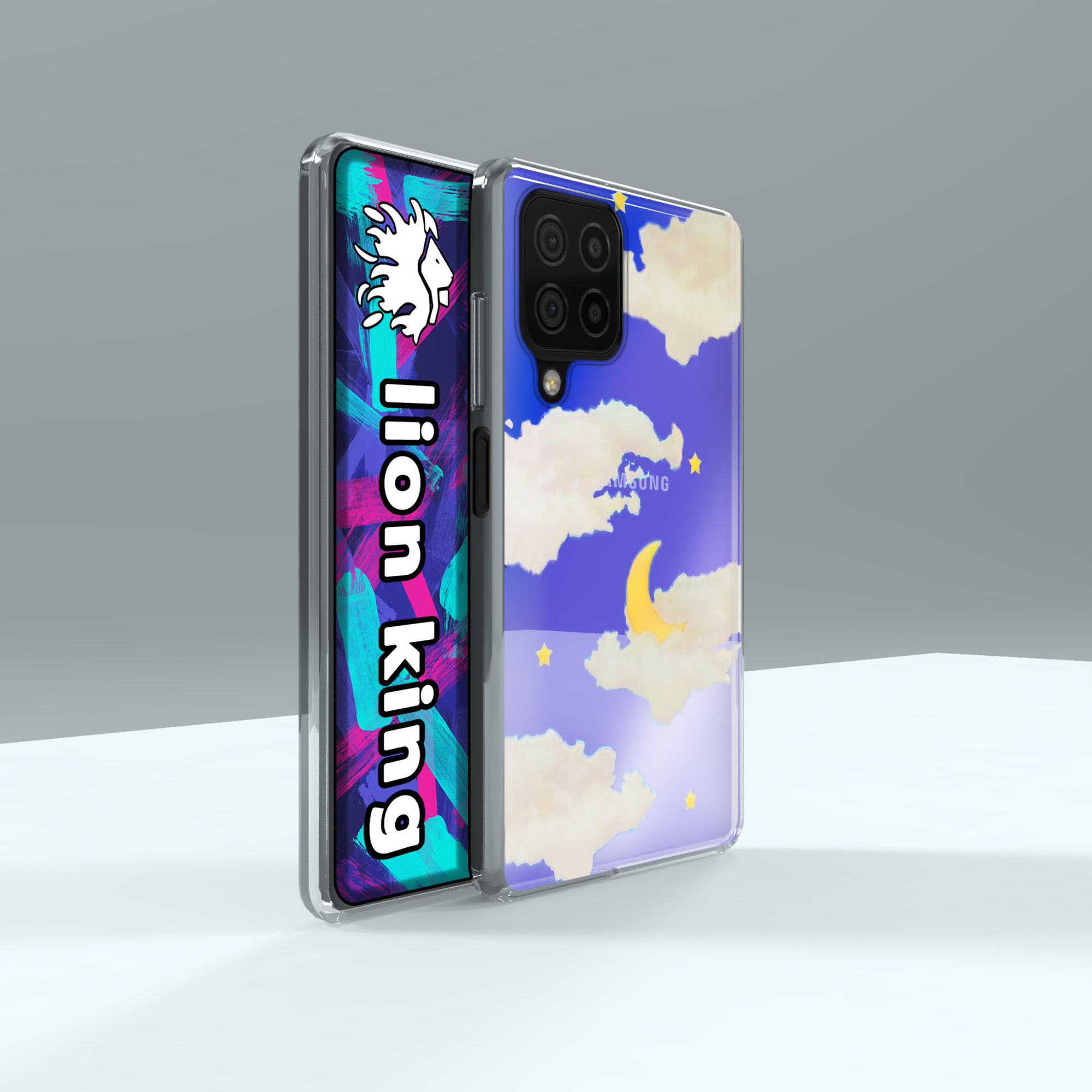 کاور لاین کینگ مدل هولوگرامی ابر وماه مناسب برای گوشی موبایل سامسونگ Galaxy A12