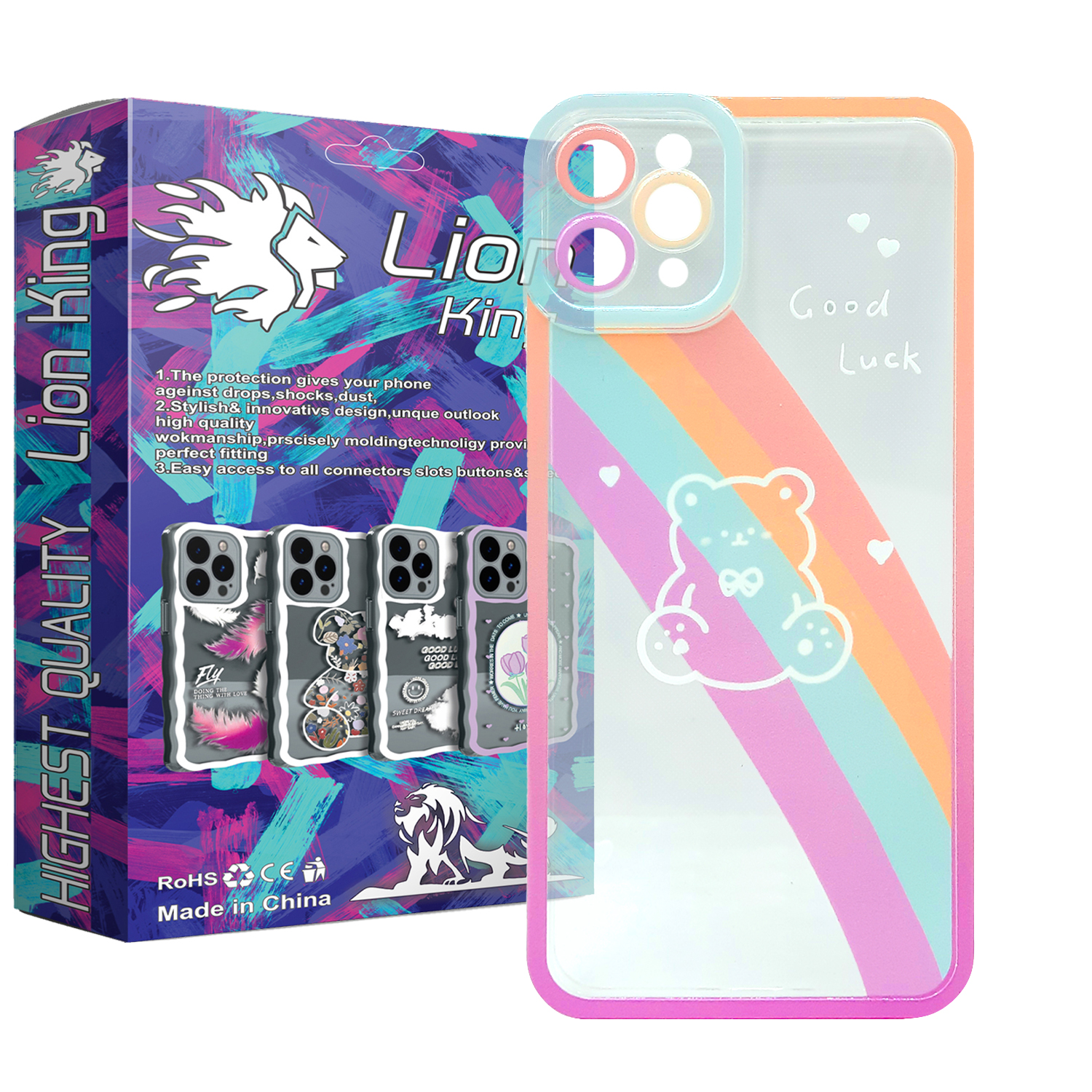کاور لاین کینگ مدل خرس رنگین کمانی مناسب برای گوشی موبایل   اپل IPhone 11 pro Max