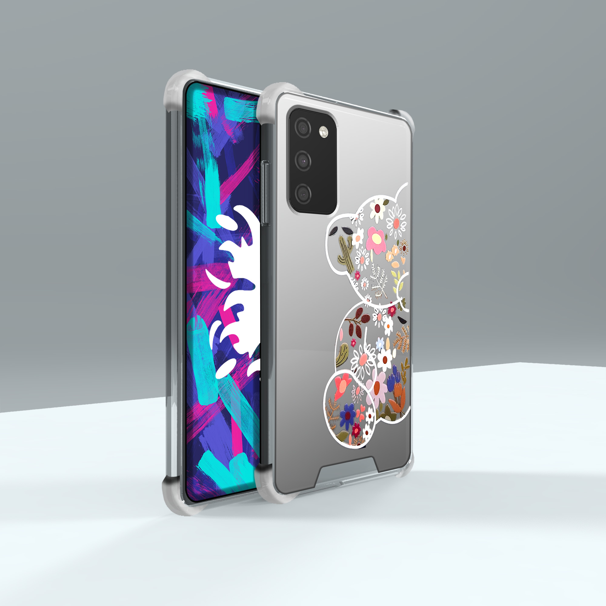 کاور لاین کینگ مدل آینه ایی نشکن طرح خرس مناسب برای گوشی موبایل سامسونگ Galaxy A03s