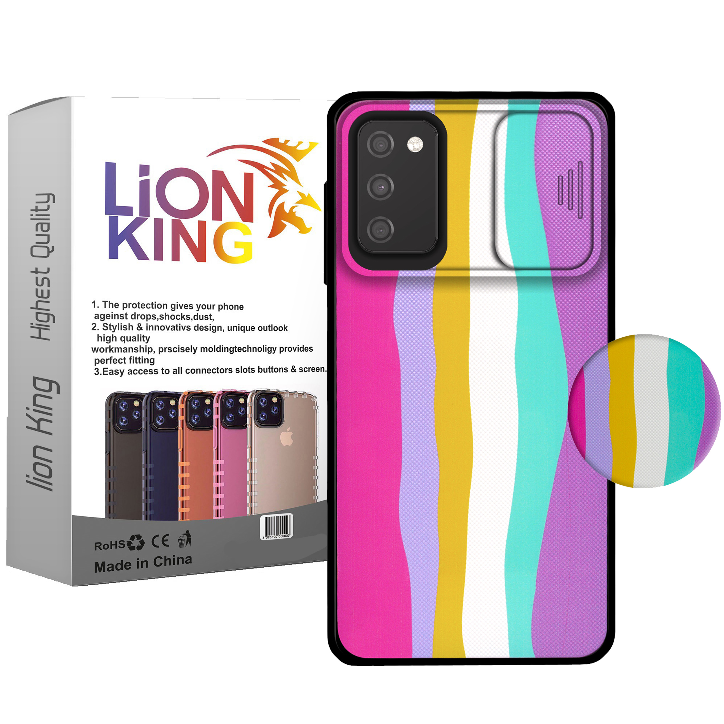 کاور لاین کینگ مدل Raginkamani2 مناسب برای گوشی موبایل سامسونگ Galaxy A03s به همراه پایه نگهدارنده