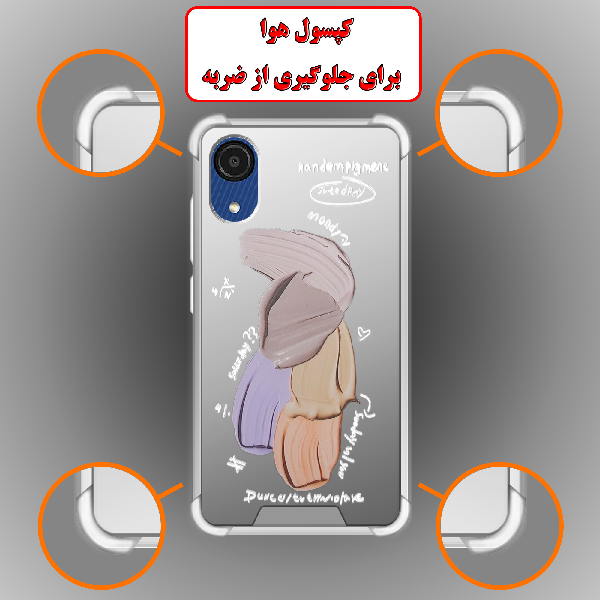کاور لاین کینگ مدل آینه ایی نشکن طرح گواش مناسب برای گوشی موبایل سامسونگ Galaxy A03 Core
