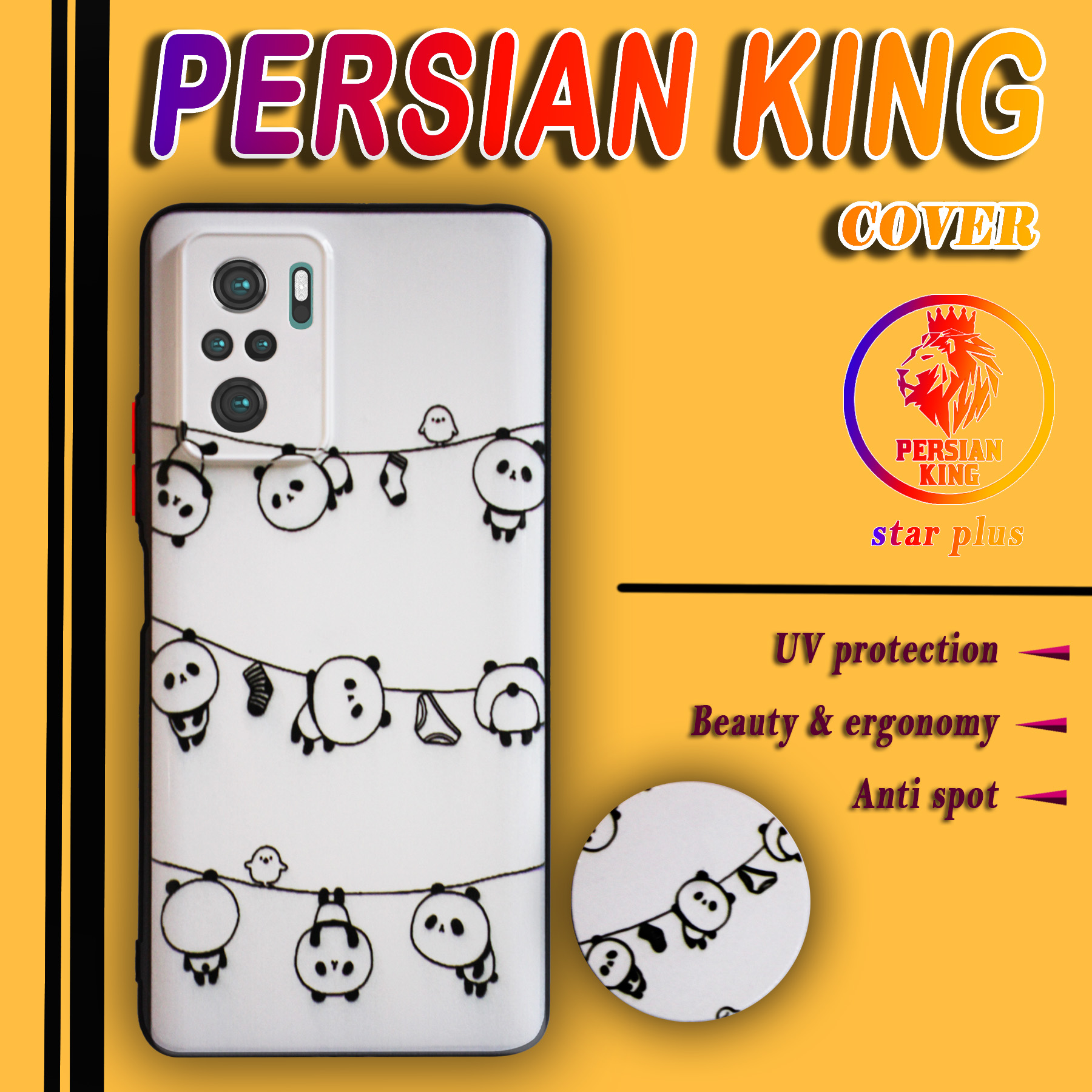 کاور لاین کینگ مدل PANDA UV مناسب برای گوشی موبایل شیائومی Redmi Note10/10S به همراه پایه نگهدارنده