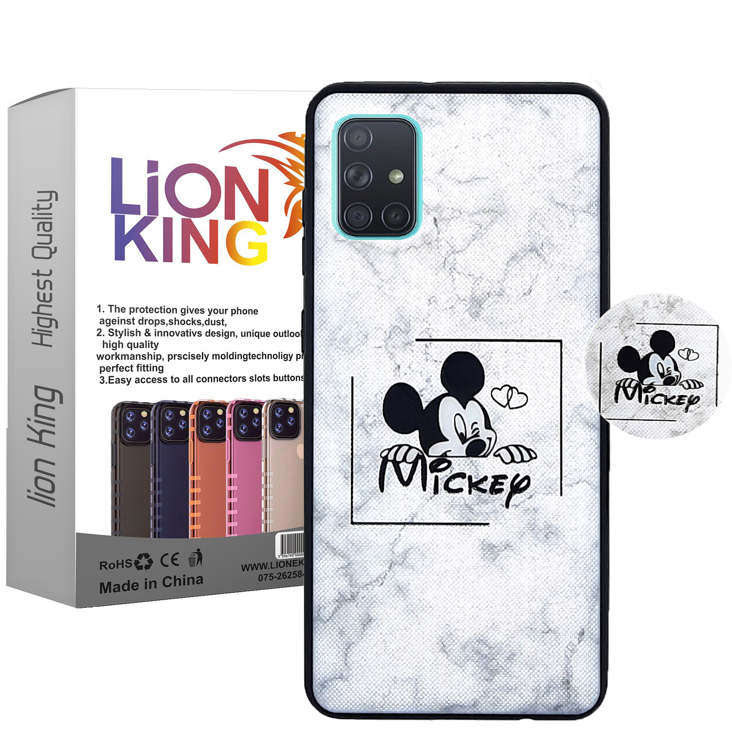 کاور لاین کینگ مدل Mickey2 مناسب برای گوشی موبایل سامسونگ Galaxy A31 به همراه پایه نگهدارنده