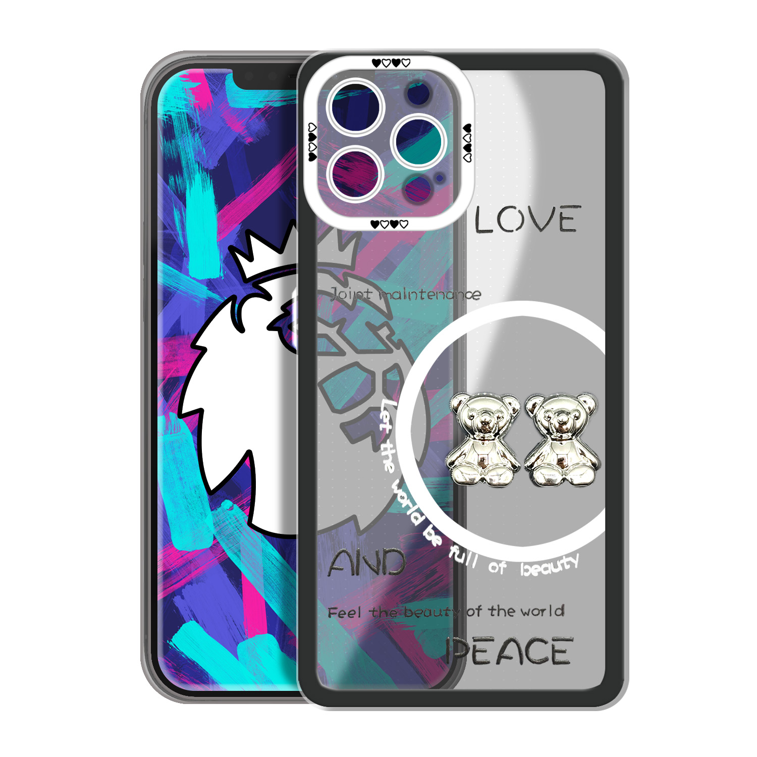 کاور لاین کینگ مدل دو خرسLOVE مناسب برای گوشی موبایل اپل IPhone 12 pro Max
