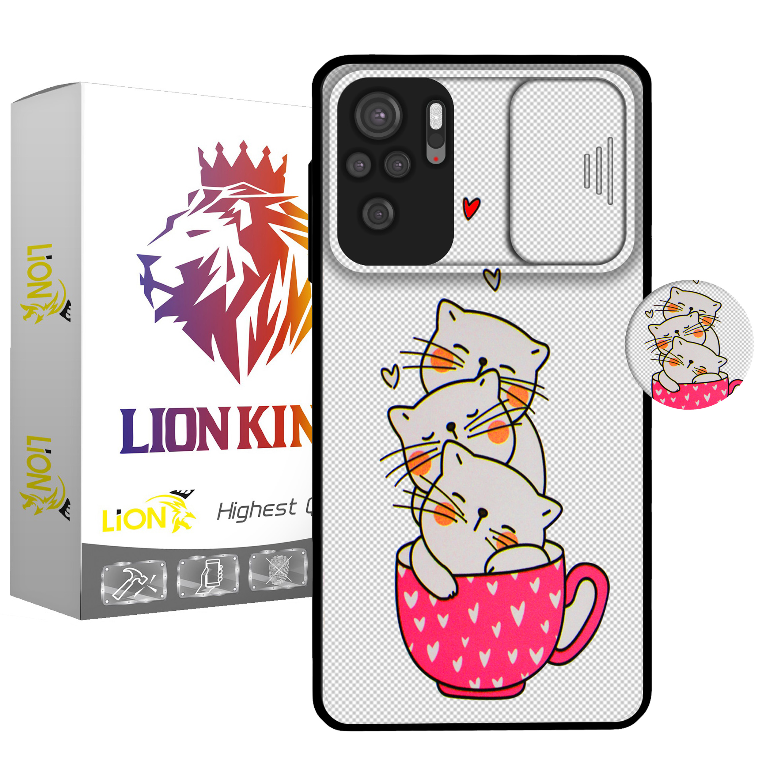 کاور لاین کینگ مدل catlivani2 مناسب برای گوشی موبایل شیائومی Redmi Note10/10S به همراه پایه نگهدارنده