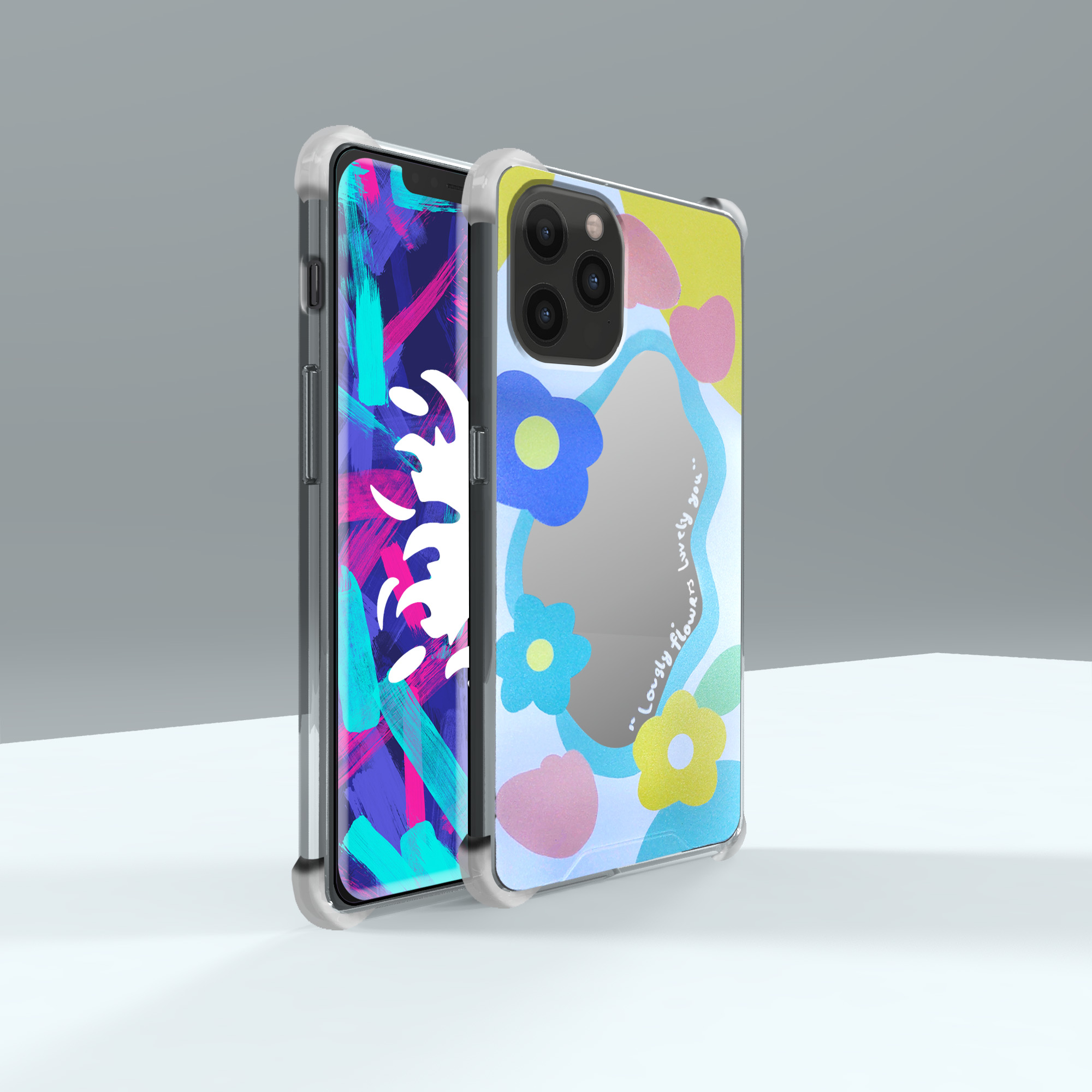 کاور لاین کینگ مدل آینه ایی طرح گل مناسب برای گوشی موبایل اپل IPhone 13 pro Max